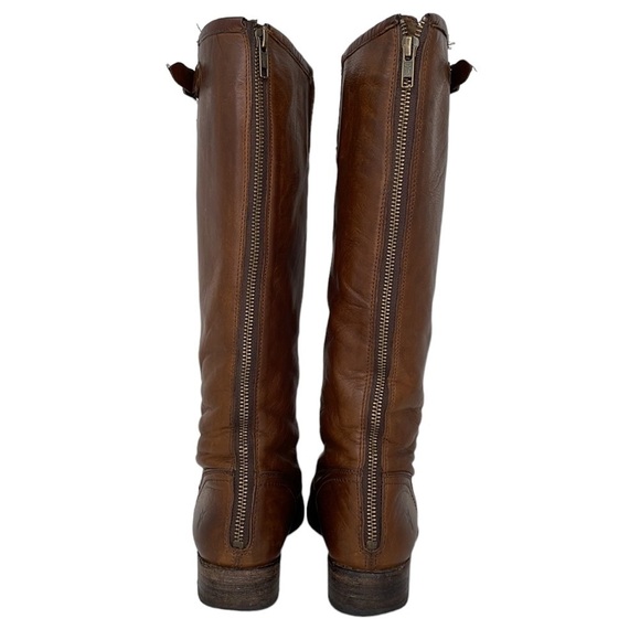 Frye Riding Boots Tall Equestrian Leather Buckle Zip Brown Size 6 - Picture 9 of 13